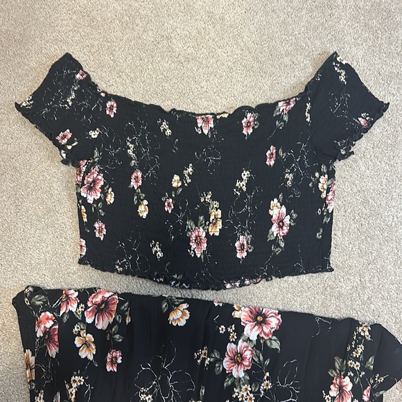 NOBO black floral 2 piece pant set XL - Picture 6 of 13